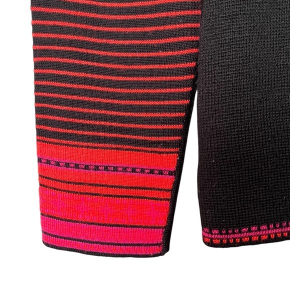 Obermeyer Wool Mix Fair Isle Zip Front Mock Neck Black Orange — Size Medium - Picture 6 of 8